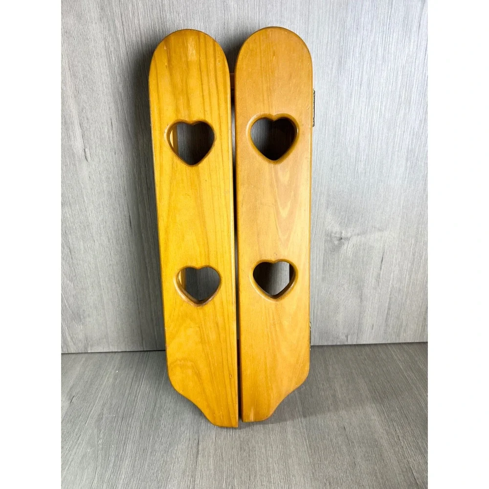 Vintage Wooden Heart Wall Shelf Peg Hooks Country Cottage Folding Spice Rack